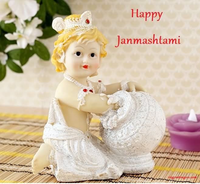 Happy Janmashtami Beautiful Statue Of Bal Krishna Picture