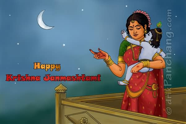 Happy Krishna Janmashtami Bal Krishna With Yashodha Maa Picture