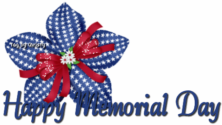 Happy Memorial Day Lovely Flower With Ribbon Glitter