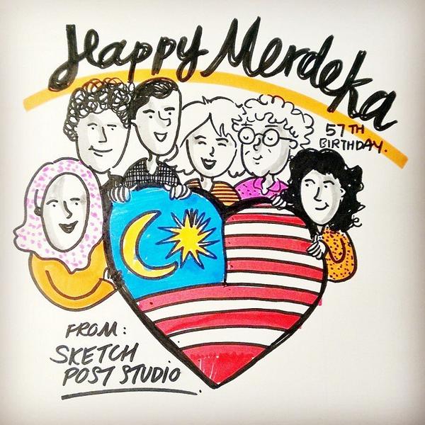 Happy Merdeka Independence Day Of Malaysia Sketch Picture