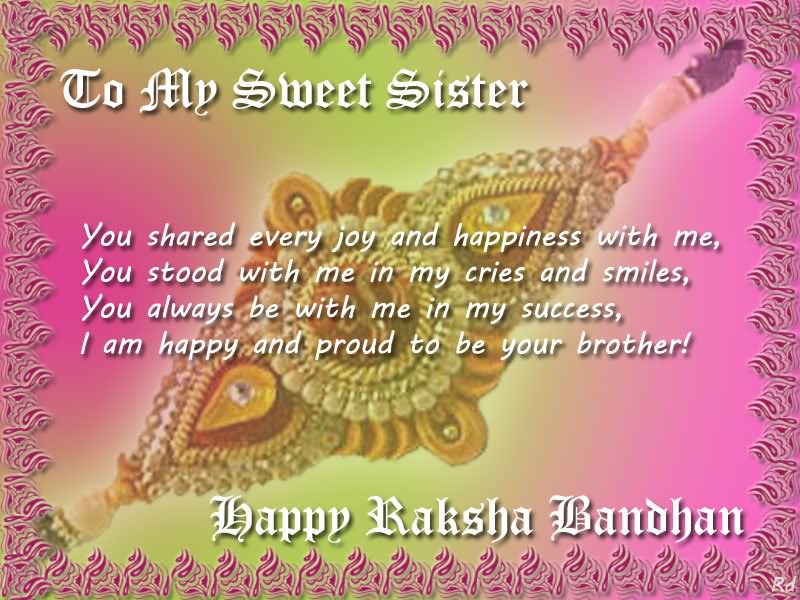 Happy Raksha Bandhan Wishes To My Sweet Sister