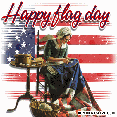 Happy Flag Day Woman Stitching American Flag Glitter Picture