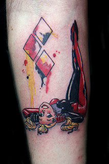 Harley Quinn Symbol Tattoo On Sleeve