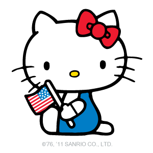 Hello Kitty With American Flag In Hand Happy Flag Day 2016