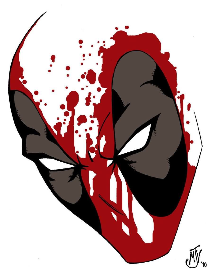 Horror Deadpool Face Tattoo Design By Vulture34