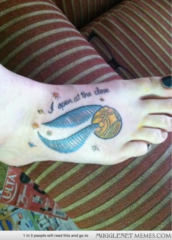 I Open At The Close - Cool Snitch Tattoo On Girl Right Foot
