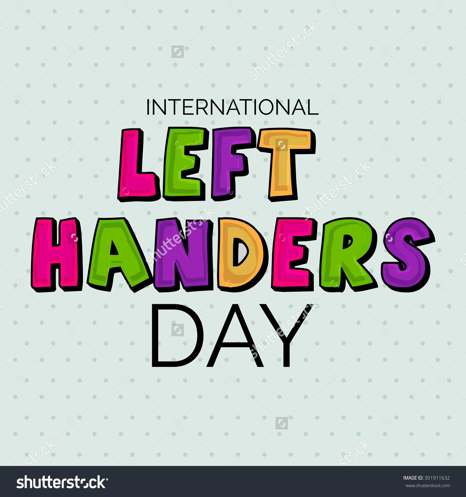 International Left Handers Day Colorful Text Clipart