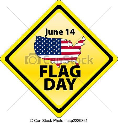 June 14 Flag Day American Map Clipart Image