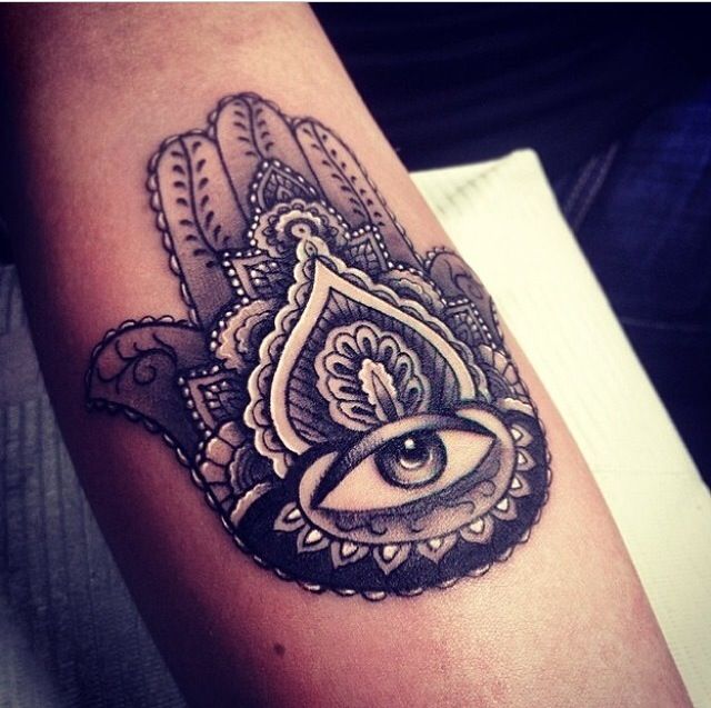 Latest Hamsa Tattoo Design For Sleeve By Kristi Walls