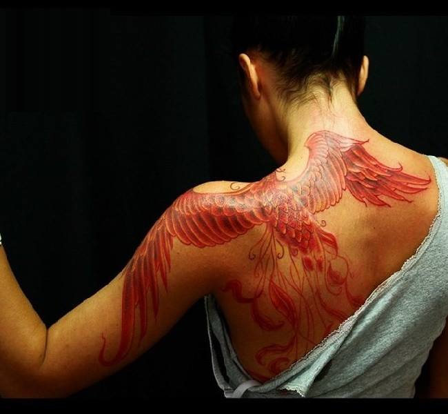 Left Back Shoulder Phoenix Tattoo