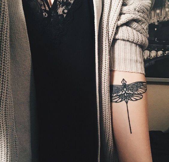 Left Forearm Dragonfly Tattoo For Girls