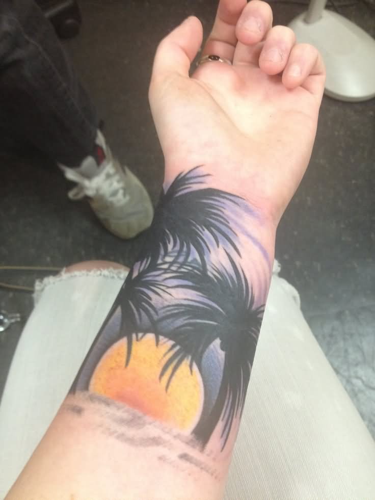 Left Forearm Palm Tree Tattoo