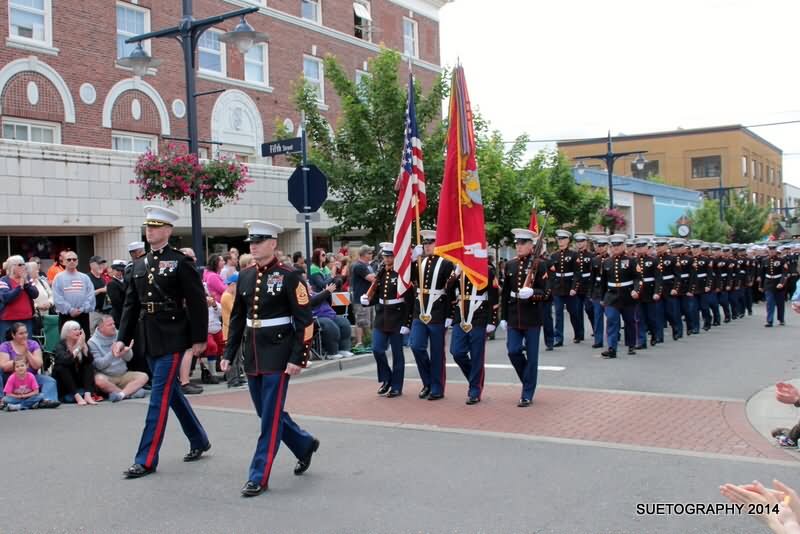 Marine Security Force Taking Part In Armed Forces Day Parade
