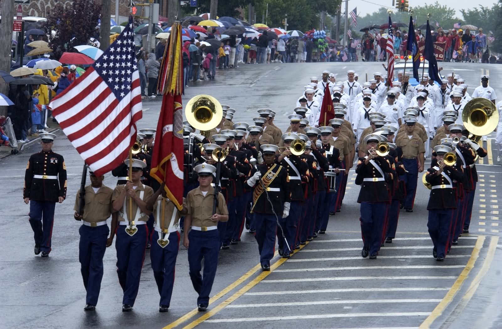 Marines And Sailors March In Memorial Day Parade
