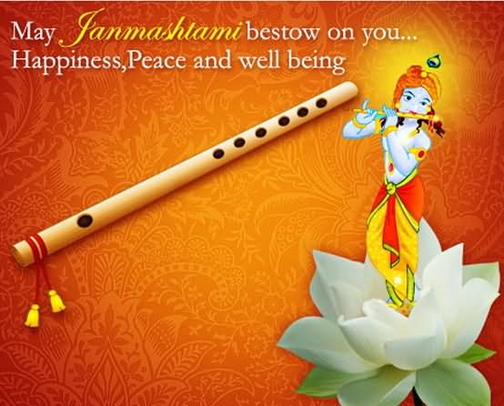 May Janmashtami Bestow On You Happiness, Peace And Well Being Greeting Card