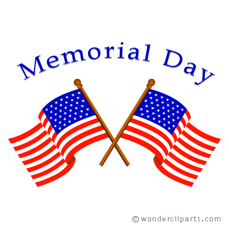 Memorial Day American Flags Cross Clipart Image