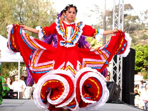 Mexican Girl Dancing On The Ocassion Of Cinco de Mayo
