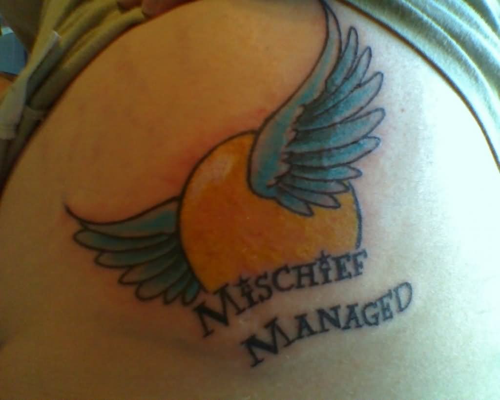 Mischief Managed - Snitch Tattoo Design For Shoulder