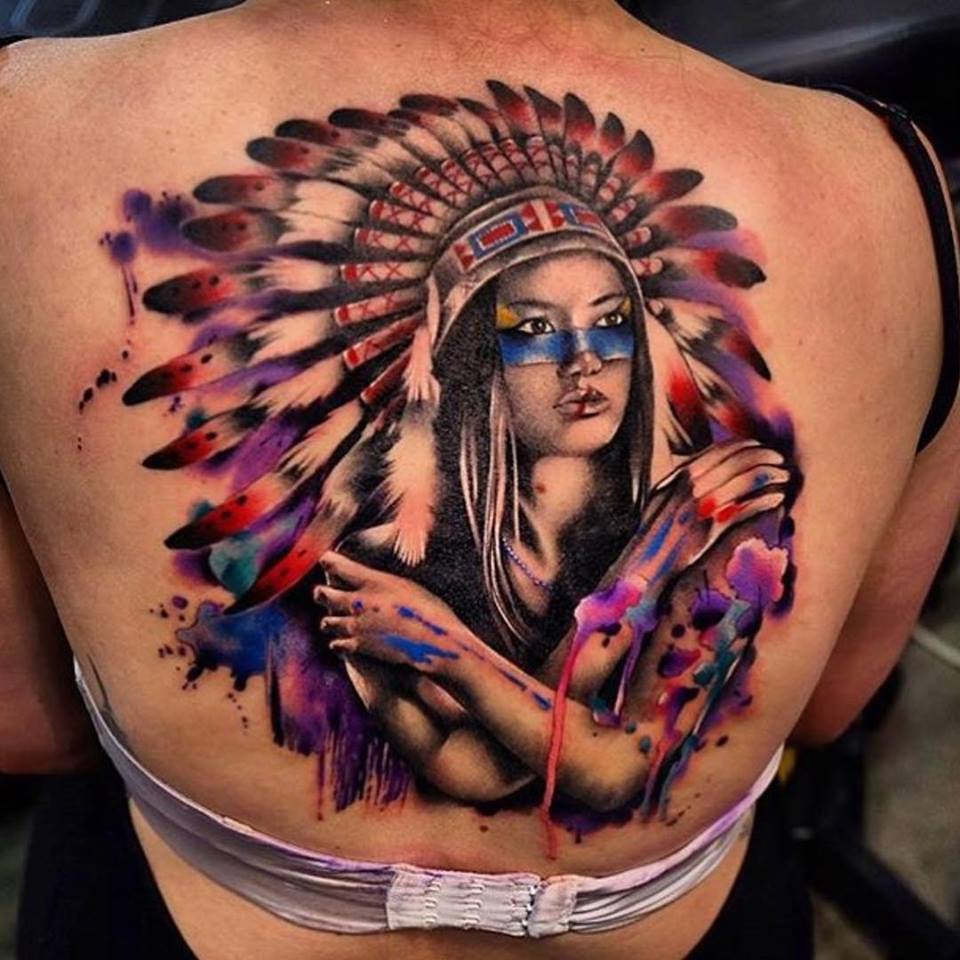 Native American Girl Tattoo On Back Jackson May