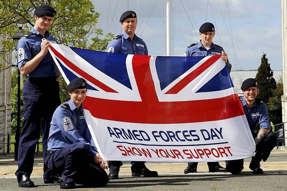 Navy Cadets With Armed Forces Day Flag Picture