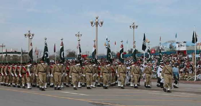 Pakistan Army March During The Independence Day Parade