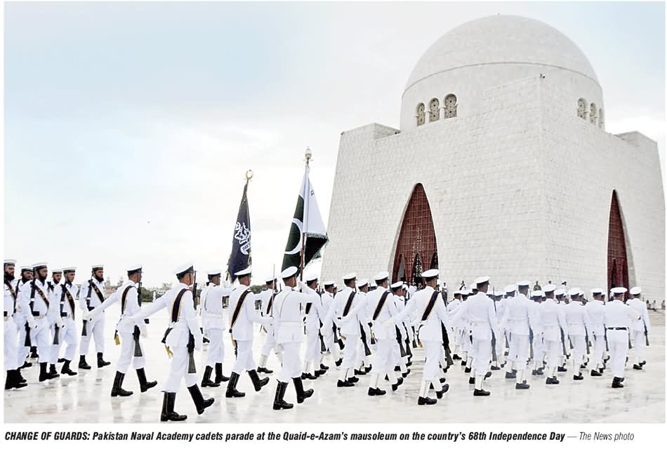 Pakistan Navy Cadets Parade At Quaid-e-Azam Mausoleum On The Occasion Of Independence Day