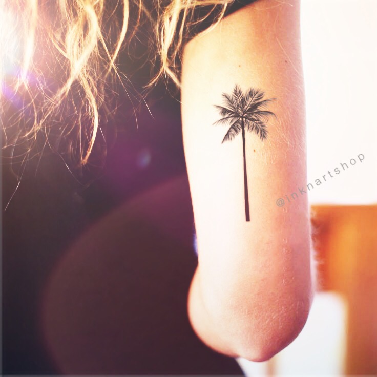 Palm Tree Tattoo On Girl Bicep
