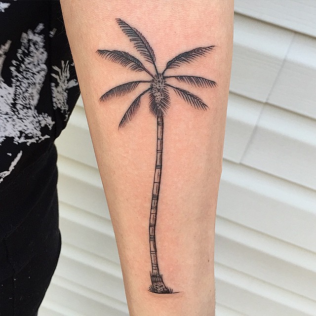 Palm Tree Tattoo On Left Forearm