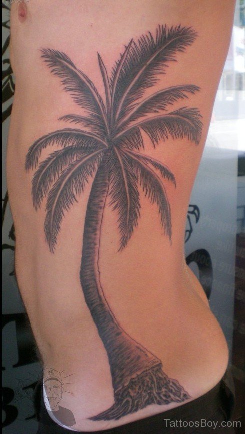 Palm Tree Tattoo On Left Side Rib