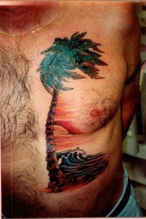Palm Tree Tattoo On Man Chest