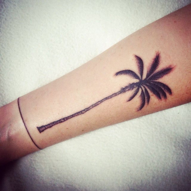 Palm Tree Tattoo On Right Forearm