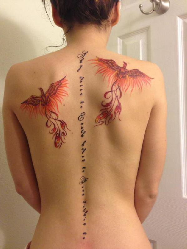 Phoenix Tattoos On Back Shoulders