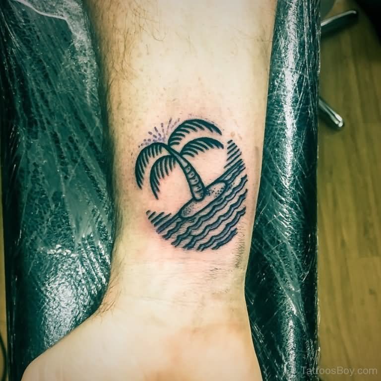 Right Forearm Palm Tree Tattoo For Men