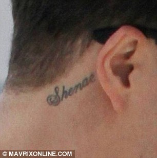 Shenae Word Tattoo On Right Behind The Ear