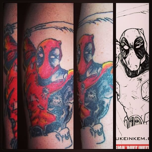 Simple Deadpool Tattoo Design For Sleeve By Delia Donaldson
