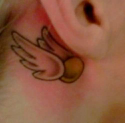 Simple Snitch Tattoo Design For Behind The Ear