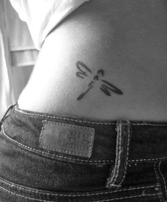 Small Dragonfly Tattoo On Lower Back