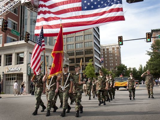 Soldiers Taking Part In Armed Forces Day Parade