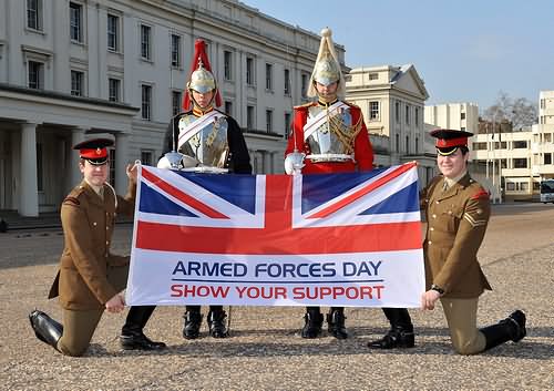 Soldiers With Armed Forces Day Flag