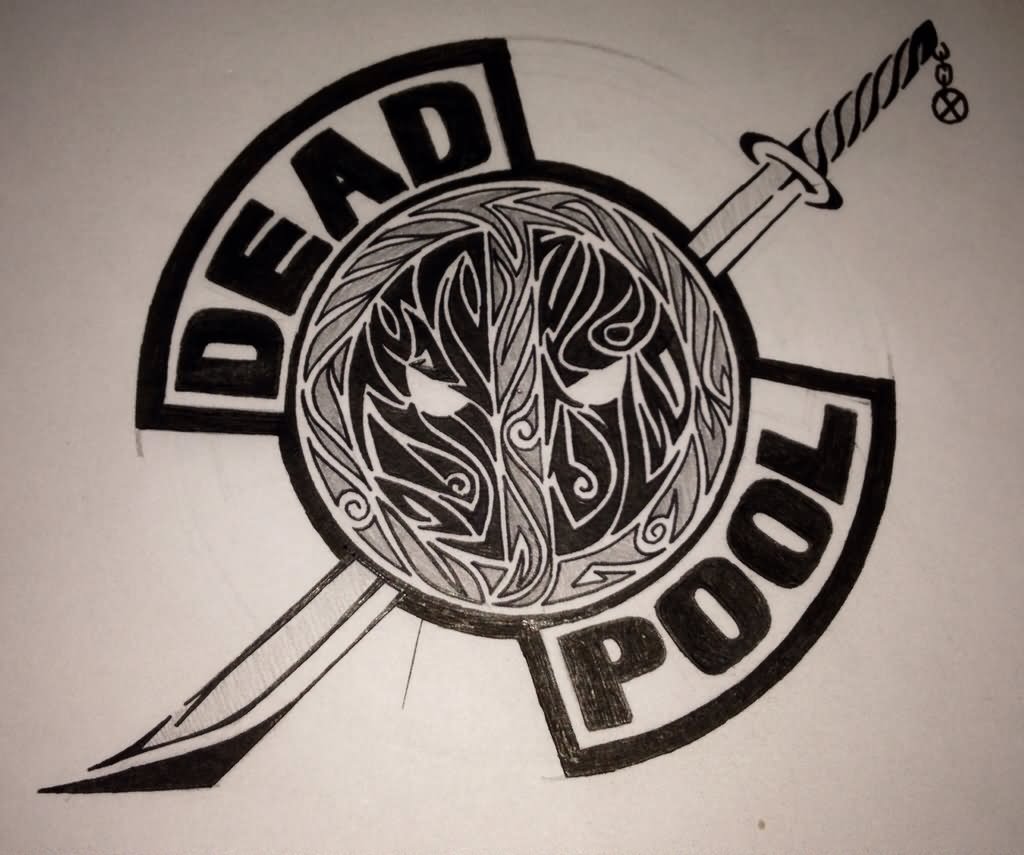 Sword In Tribal Deadpool Symbol Tattoo Design By James Grif Cox