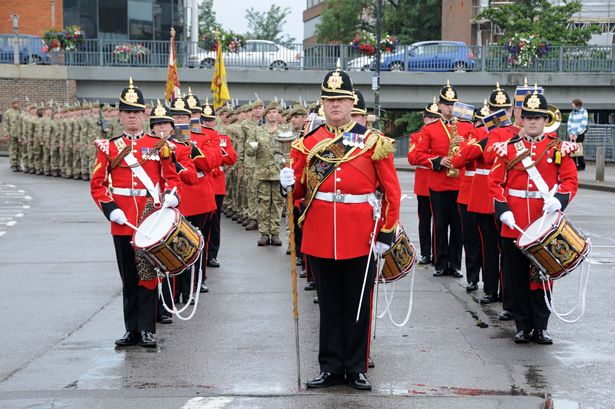 The Princess Of Wale's Royal Regiment March Through Guildford During Armed Forces Day Parade
