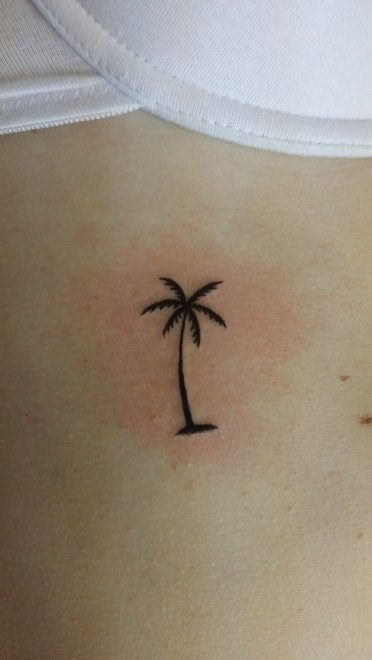 Tiny Black Palm Tree Tattoo