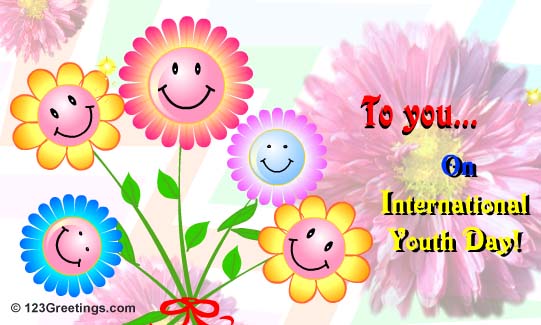 To You On International Youth Day Smiley Flowers Clipart