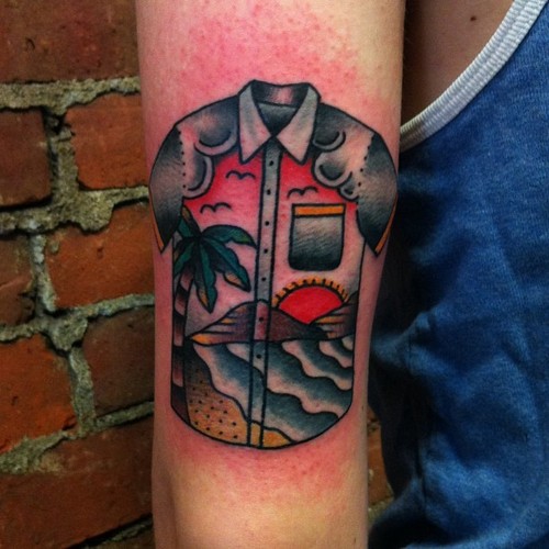 Traditional Palm Tree Tattoo On Bicep