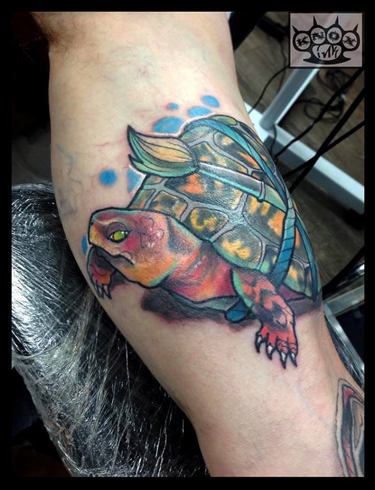 Turtle Tattoo On Bicep by Marco Knox