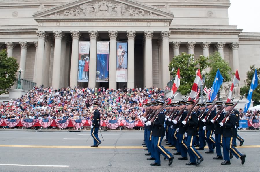 US Army Soldiers March During National Memorial Day Parade In Washington