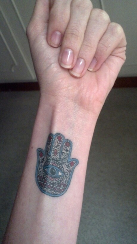 Unique Hamsa Tattoo On Left Wrist