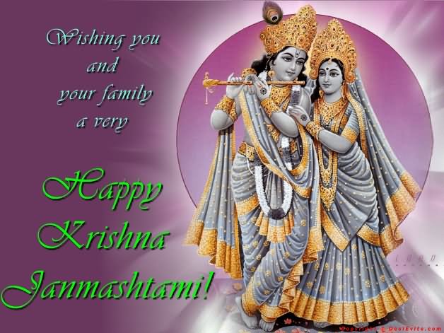 Wishing You And Your Family A Very Happy Krishna Janmashtami Greeting Card