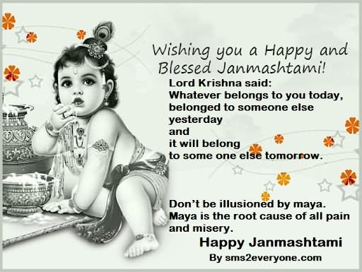 Wishing You A Happy And Blessed Janmashtami Greeting Card