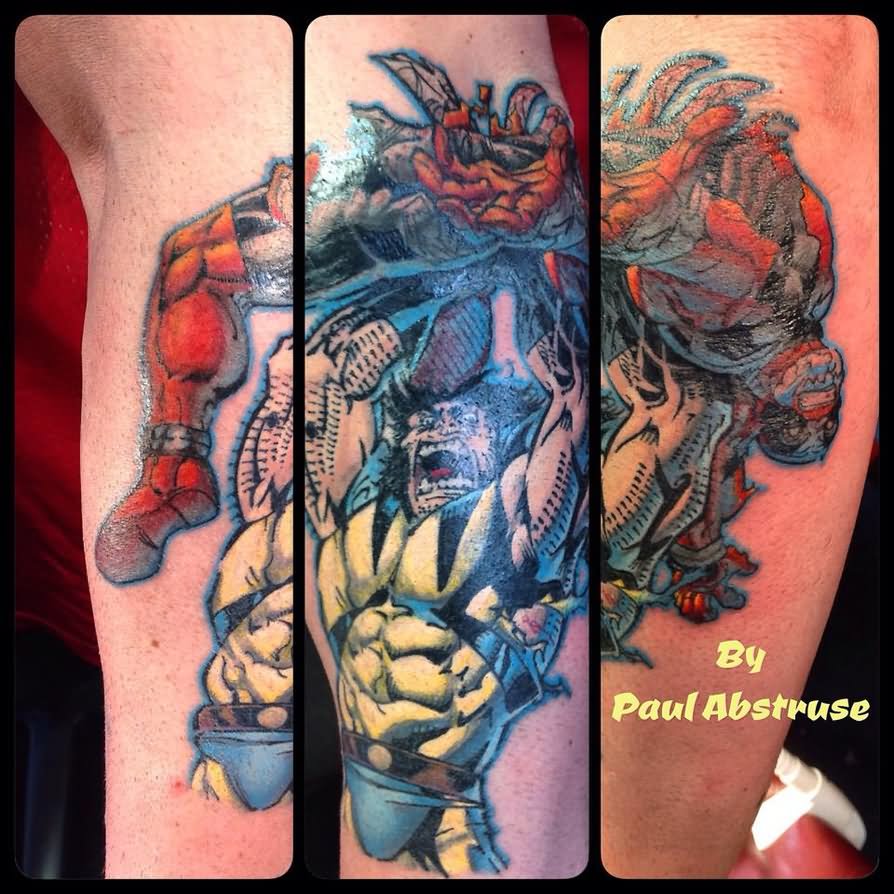 Wolverine And Deadpool Tattoo Design For Sleeve By Paul Abstruse